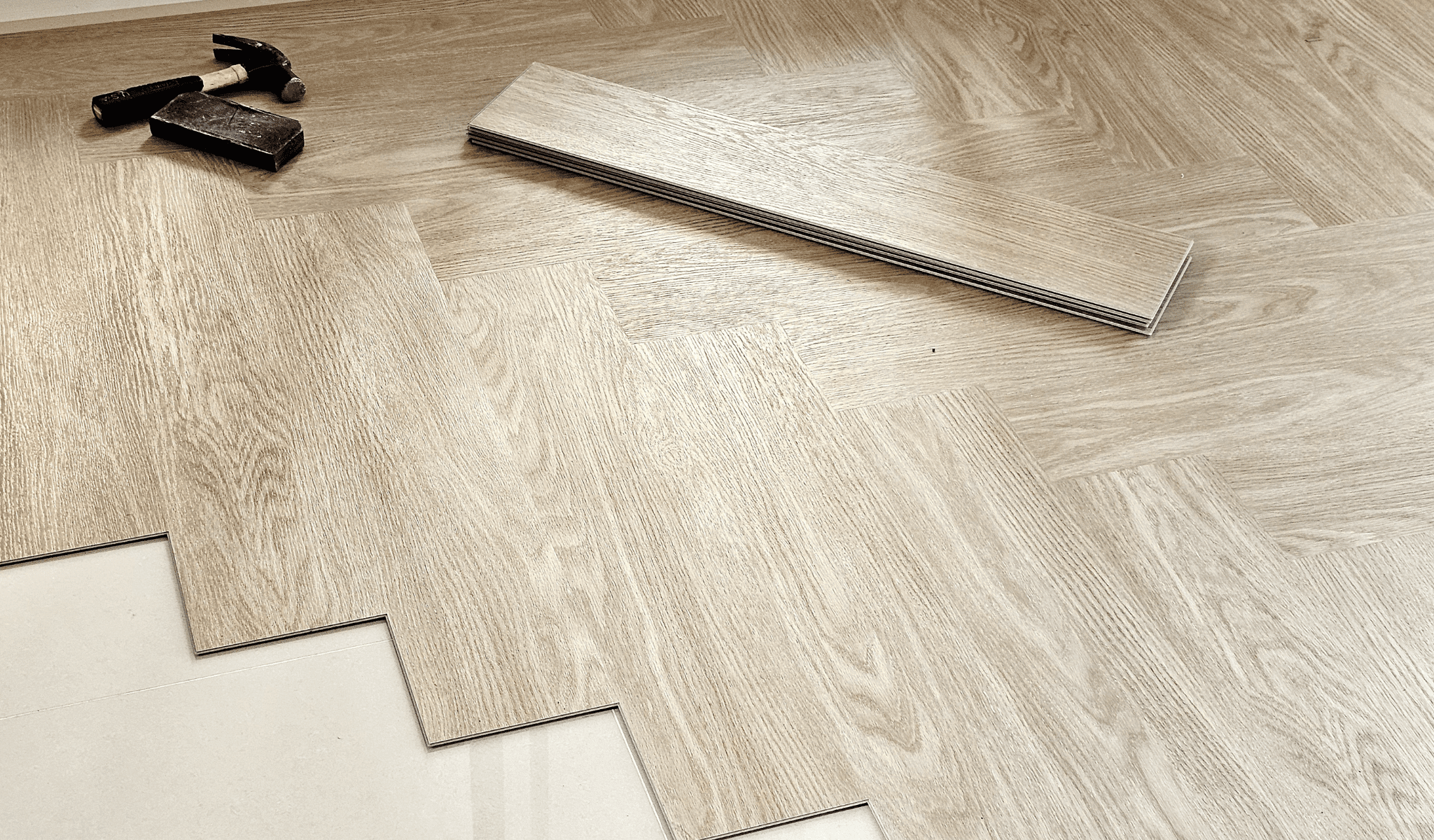 Seamless Glue Down Herringbone Vinyl Flooring
